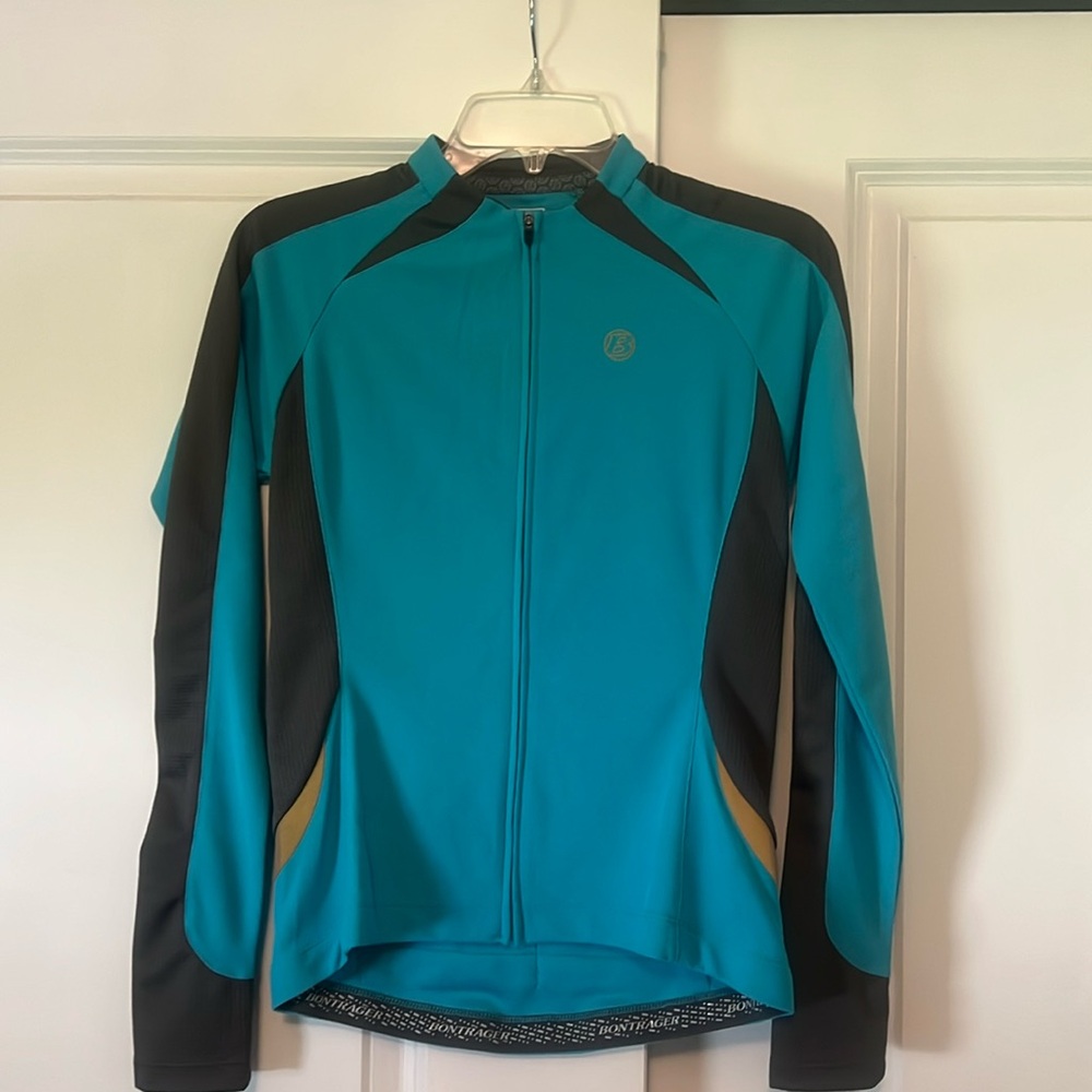 BONTRAGER WOMENS SMALL CYCLING RUNNING SHIRT TOP JERSEY ZIP LONG SLEEVES GREEN